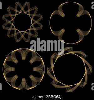 Goldene geometrische Rahmen im Art déco-Stil. 4 trendige Rahmen mit Platz für Kopien. Vektorgrafiken Stock Vektor