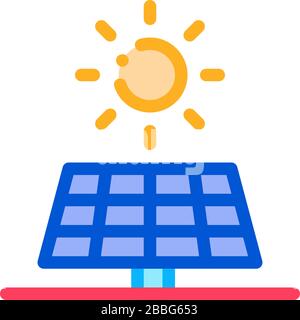 Aktion der Sonne auf dem Batteriesymbol Vektordarstellung Stock Vektor