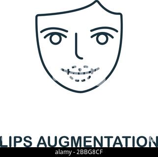 Lips Augmentation Icon aus der Sammlung plastischer Chirurgie. Symbol für die Lippenverstärkung mit einfachen Linien für Vorlagen, Webdesign und Infografiken Stock Vektor