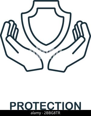 Schutzsymbol für Versicherungssammlung. Symbol für einfachen Zeilenschutz für Vorlagen, Webdesign und Infografiken Stock Vektor