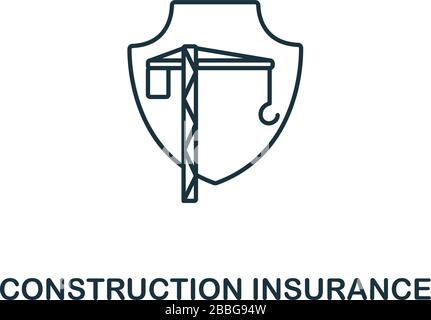 Symbol für die Bauversicherung aus der Versicherungssammlung. Simple Line Construction Insurance Icon für Vorlagen, Webdesign und Infografiken Stock Vektor