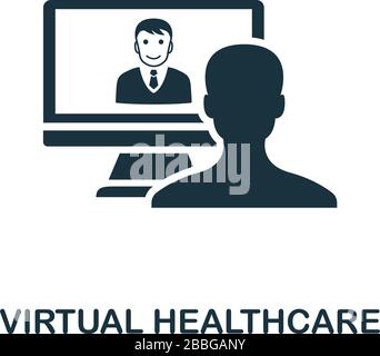 Symbol "Virtuelles Gesundheitswesen". Einfaches Element aus der digitalen Gesundheitssammlung. Fülltes Symbol für Virtual Healthcare für Vorlagen, Infografiken und mehr Stock Vektor