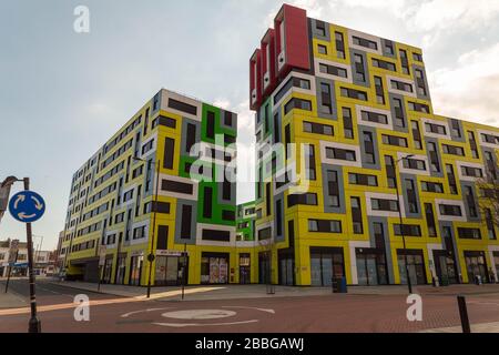 University Square, Southend University Student Accommodation Block. Southend-on-Sea, Großbritannien Stockfoto