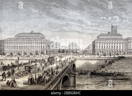 Die Théâtre du Châtelet, Place du Châtelet, Paris, Frankreich, im Jahre 1863 Stockfoto