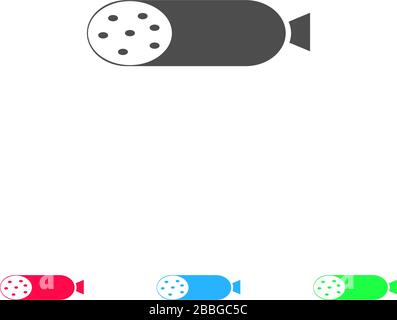 Salami-Symbol flach. Farbpiktogramm auf weißem Hintergrund. Symbol für Vektorgrafiken und Bonussymbole Stock Vektor