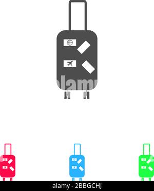 Reisetasche Symbol flach. Farbpiktogramm auf weißem Hintergrund. Symbol für Vektorgrafiken und Bonussymbole Stock Vektor