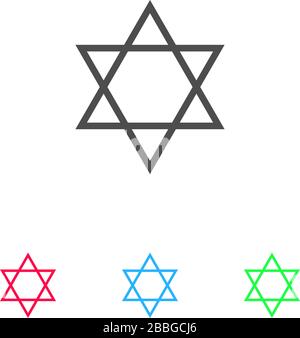 Star David Icon flach. Farbpiktogramm auf weißem Hintergrund. Symbol für Vektorgrafiken und Bonussymbole Stock Vektor