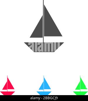 Segelboot Symbol flach. Farbpiktogramm auf weißem Hintergrund. Symbol für Vektorgrafiken und Bonussymbole Stock Vektor