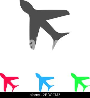 Flugzeugsymbol flach. Farbpiktogramm auf weißem Hintergrund. Symbol für Vektorgrafiken und Bonussymbole Stock Vektor