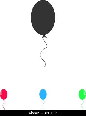 Symbol für Ballon flach. Farbpiktogramm auf weißem Hintergrund. Symbol für Vektorgrafiken und Bonussymbole Stock Vektor
