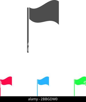 Flaggensymbol flach. Farbpiktogramm auf weißem Hintergrund. Symbol für Vektorgrafiken und Bonussymbole Stock Vektor