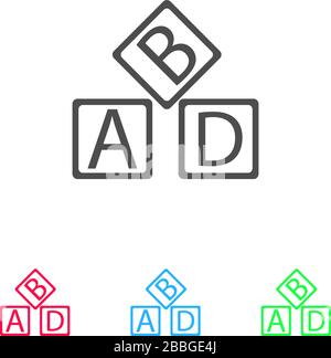 ABD Cubes blockiert Symbol für Kindererziehung flach. Farbpiktogramm auf weißem Hintergrund. Symbol für Vektorgrafiken und Bonussymbole Stock Vektor