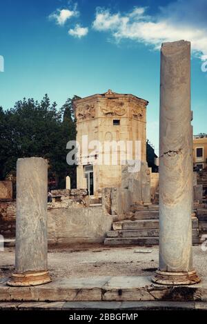 Historische Ruinen von antiken römischen Forum in Athen, Griechenland Stockfoto