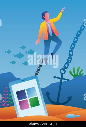 Mit Smartphone verbunden Stock Vektor