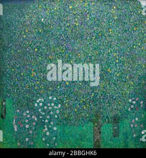Gemälde "Rosensträuße unter den Bäumen" des österreichischen Symbolisten Malers Gustav Klimt (1905) im Musée d'Orsay in Paris, Frankreich. Stockfoto