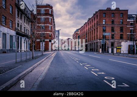 Northern Quarter, Manchester, Großbritannien. Leere Straßen während des Ausbruchs von Coronavirus, März 2020. Stockfoto