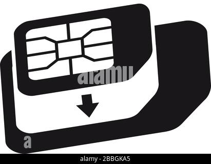 Symbol für Micro-zu-Standard-SIM-Kartenadapter. Symbol für SIM-Kartenkonverter des Telefons. Stock Vektor