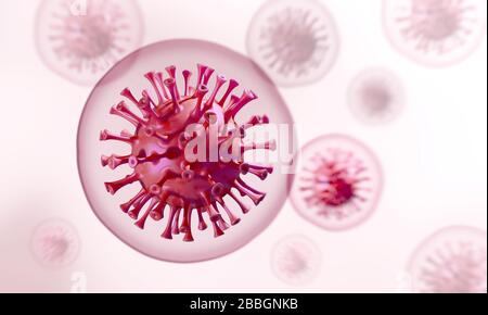 Coronavirus 3D Render, Grafik zur Corona-Virus-Pandemie COVID-19 Stockfoto