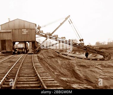 Bagger in Latchford, Manchester Ship Canal, viktorianischer Zeit Stockfoto