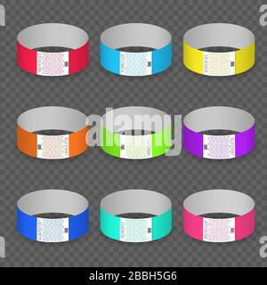 Set aus leerem Papier-Event-Armband Stock Vektor