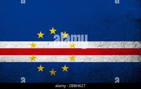 Nationalflaggen der Republik Cabo Verde (Kap Verde). Grunge Hintergrund Stockfoto