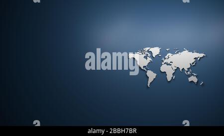 Weltkarte auf blauem Hintergrund mit Textbereich Stockfoto