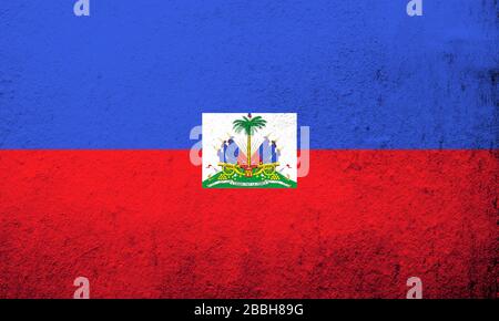 Nationalflaggen der Republik Haiti (Hayti). Grunge Hintergrund Stockfoto