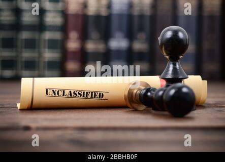 Notar Dichtungen, beglaubigte Dokument Konzept, nicht klassifizierte Dokumente. Stockfoto