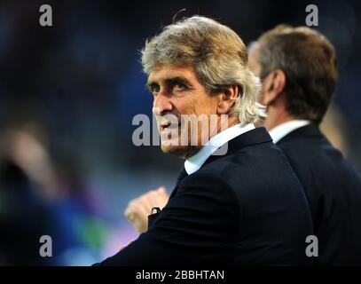 Malagas Trainer Manuel Pellegrini vor dem Spiel Stockfoto