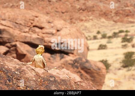 Eidechse in der Felskunst Twentyfontein, Damaraland, südlicher Kaokoveld Wildnis, Namibia Stockfoto