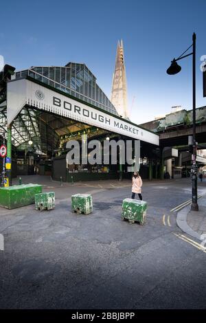 Der Borough Market ist während der Sperrung des britischen Coronavirus in London geschlossen Stockfoto