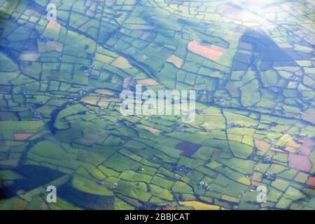 Irische Landwirtschaft Felder Luftaufnahme, Irland Stockfoto