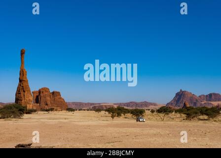 Natürliche Felsformationen, pilar Chad aus Sandstein, Afrika Stockfoto