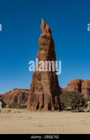 Natürliche Felsformationen, pilar aus Sandstein, Tschad, Afrika Stockfoto