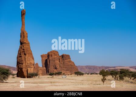 Natürliche Felsformationen, pilar aus Sandstein, Tschad, Afrika Stockfoto