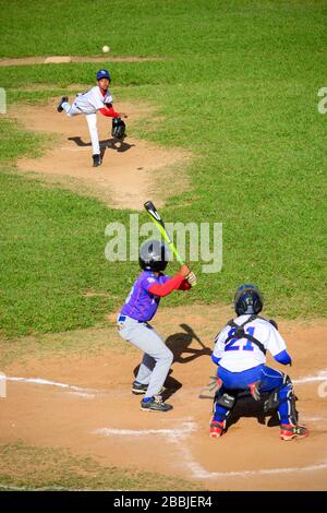 Jugend Baseballspiel, Mirimar. Havanna, Kuba. Stockfoto