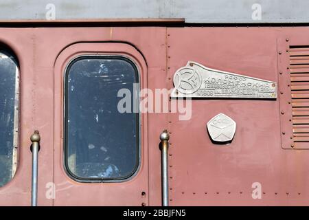 Eine TEP 60-Lok der Klasse im Bahnhof von Haapsalu, Estland. Stockfoto