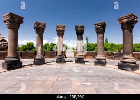 Zwartnots, armenischer Tempel, Archäologische Stätte von Zwartnots, Vagharshapat, Jerewan, Armenien, Kaukasus, Asien Stockfoto