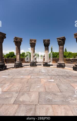 Zwartnots, armenischer Tempel, Archäologische Stätte von Zwartnots, Vagharshapat, Jerewan, Armenien, Kaukasus, Asien Stockfoto