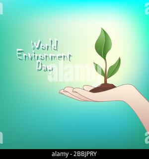 Tagesschild "World Environment" mit farbenfrohem Hintergrund. Stock Vektor