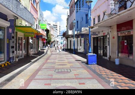 Leere Straße/Swan St.Bridgetown Barbados West Indies Aufgrund Einer Covid-19-Pandemie Leer. Stockfoto