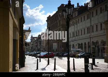 Prag. März 2020. Das am 31. März 2020 aufgenommene Foto zeigt den Blick auf die leere Innenstadt von Prag, Tschechien. Am Dienstagabend gab es in Tschechien 3.257 bestätigte Fälle von COVID-19 mit 45 Erholungen und 31 Todesfällen. Credit: Dana Kesnerova/Xinhua/Alamy Live News Stockfoto