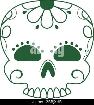 Schädel catrina Blumenschmuck Cinco de Mayo mexican Celebration Vector Illustration Linien-Symbol Stock Vektor