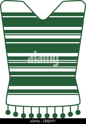 Gestreifte Ponchokleidung traditionelles Cinco de Mayo mexican Celebration Vector Illustration Line Style Icon Stock Vektor