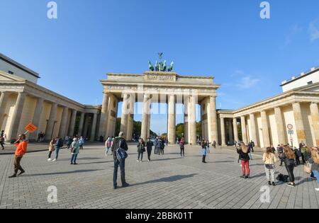 Ein Nahblick auf das Brandenburger Tor in Berlin Stockfoto