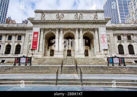 New York City am Sonntag, 22. März 2020. Reg. Andrew Cuomo aus NY ordnete an, dass NY alle nicht notwendigen Unternehmen stilllegte, um die Corona-Virus-Pandemie zu verlangsamen. Stockfoto