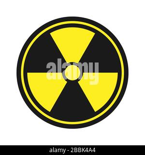 Symbol für Radioaktivität. Radioaktives Material, Gefahr oder Risiko. Einfaches flaches Design, isoliert auf weißem Hintergrund. Abbildung des Lagerbestands Stock Vektor