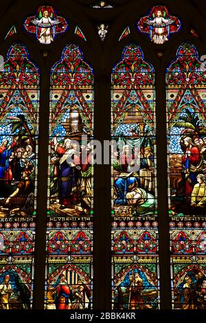 Glasmalerei in der Scots Presbyterian Church, Central Business District, Melbourne, Victoria, Australien Stockfoto