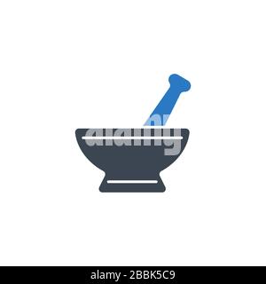 Symbol für Mörtel- und pfahlbezogene Vektorgyphe. Stock Vektor