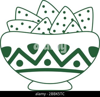 Schüssel mit Nachos cinco de mayo mexican Celebration Vector Illustration Line Style Icon Stock Vektor